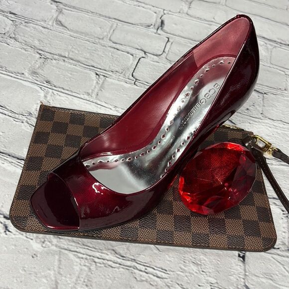 BCBGeneration Shoes - Red patent BCBG generation heels with peep toe